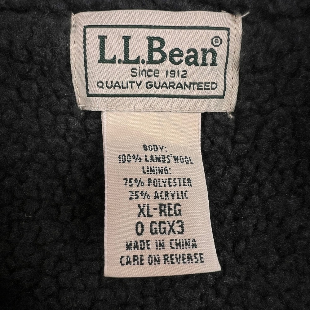 LL Bean Lambswool Zip Sweater Vest Men XL Gray Sherpa Lined Heritage Cabincore - Picture 3 of 8